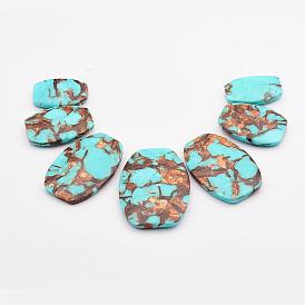 Assembled Bronzite and Synthetic Turquoise Graduated Beads Strands, Oval