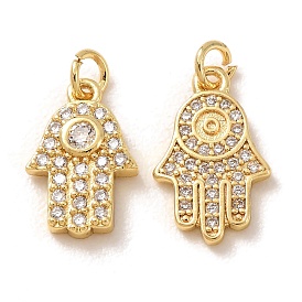 Латунные микропаве прозрачные кубические циркониевые подвески, hamsa hand charms, без свинца и без кадмия, стойки покрытие, долговечный