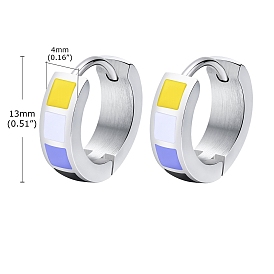 304 Stainless Steel Hoop Earring, with Enamel, Ring