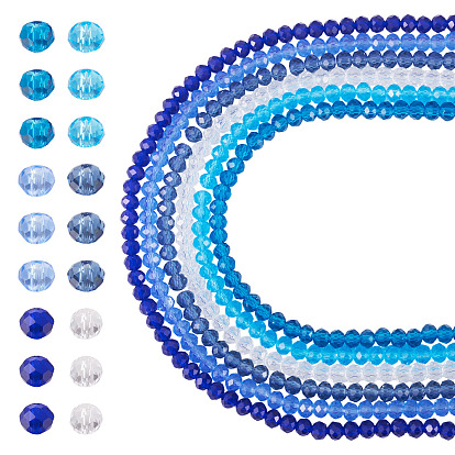 6 нити 6 цвета ниток стекляруса, граненые, рондель