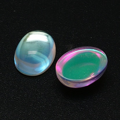 Oval AB Color Plated Glass Cabochons
