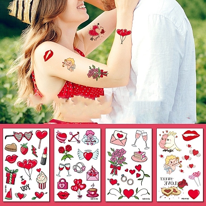 China Factory Removable Temporary Water Proof Tattoos Paper Stickers,  Valentine´s Day Theme 12x7.6cm in bulk online 