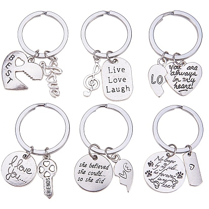 DIY Keychain Making, with 304 Stainless Steel Split Key Rings and Tibetan Style Alloy Pendants