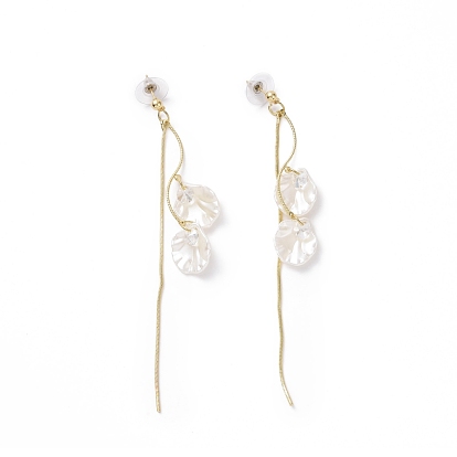 Acrylic Imitation Shell Tassel Dangle Stud Earrings with 925 Sterling Silver Pins, Alloy Long Drop Earrings for Women