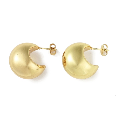 Ion Plating(IP) 304 Stainless Steel Stud Earrings for Women, Moon