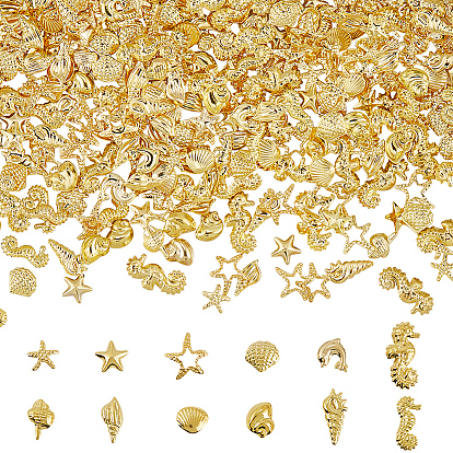 720 шт. 12 стили сплав и латунные кабошоны с морской тематикой, аксессуары для украшения ногтей для женщин