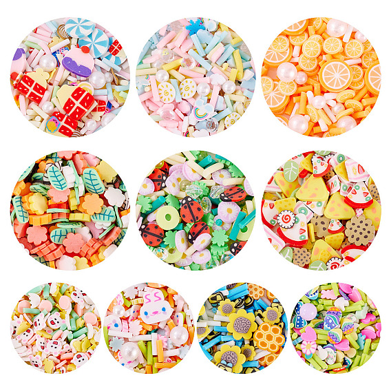 2800 шт. 10 стили кабошоны из полимерной глины ручной работы, с пластиковым, разнообразные