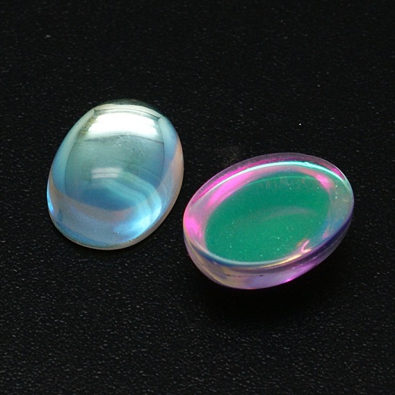 Oval AB Color Plated Glass Cabochons