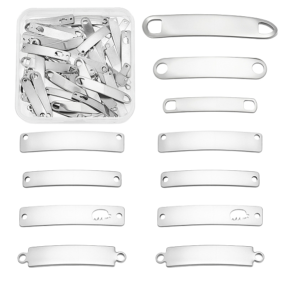 70 шт. 7 стили 201 звенья/соединители из нержавеющей стали, закругленный прямоугольник, штамповка пустой метки