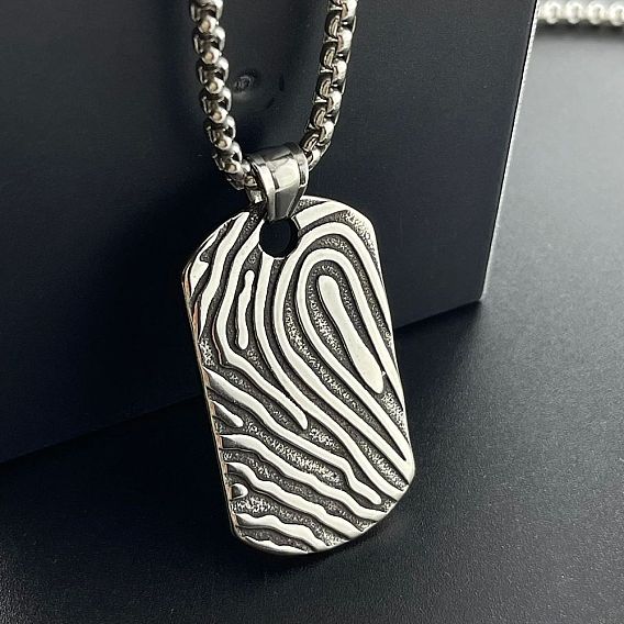 Стильные хип-хоп 304 ожерелья в стиле панк с прямоугольным кулоном из нержавеющей стали для мужчин