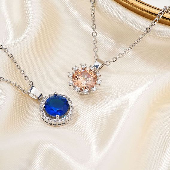 Ожерелье с подвеской в виде цветка из блестящей латуни и стразами, элегантные и модные украшения