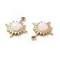 Vacuum Plating 201 Stainless Steel Natural Gemstone Charms, Real 18K Gold Plated, Sun