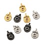 Brass Micro Pave Clear Cubic Zirconia Pendants, Long-Lasting Plated, Flat Round