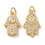Латунные микропаве прозрачные кубические циркониевые подвески, hamsa hand charms, без свинца и без кадмия, стойки покрытие, долговечный