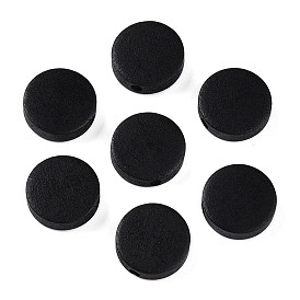 Расписные бусы из натурального дерева, плоско-круглые