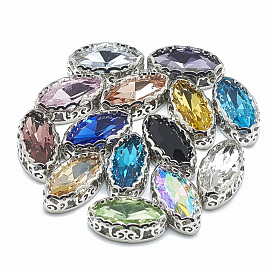 Sew on Rhinestone, Multi-strand Links, Glass Rhinestone, with Platinum Tone Brass Findings, Garments Accessories, Horse Eye