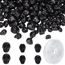 Наборы для изготовления браслета с черепом на хэллоуин своими руками, в том числе синтетические бирюзовые бусины, эластичная нить