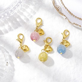 Круглые подвески из искусственной смолы с имитацией кошачьего глаза, застежки-шармы в виде сердца и клешни омара из сплава