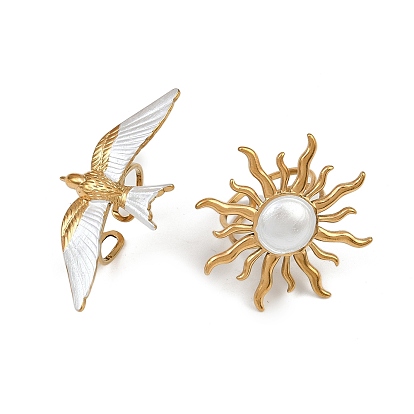 304 открытые манжеты из нержавеющей стали для женщин, с эмалью, золотые