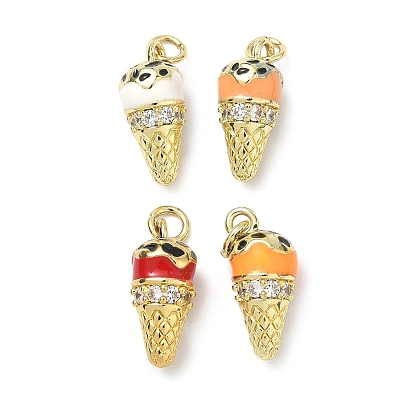 Латунные микро проложить кубического циркония подвески, с эмалью, долговечный, стойки покрытие, без свинца и без кадмия, мороженое прелести, реальный 18 k позолоченный