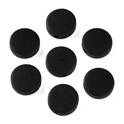 Расписные бусы из натурального дерева, плоско-круглые