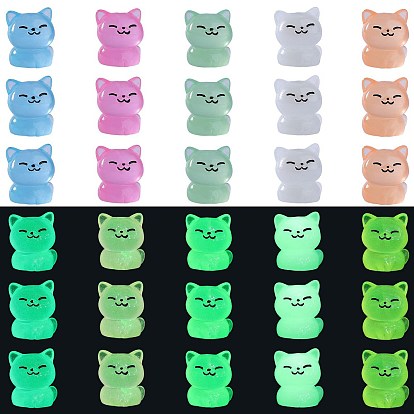 30 шт. 5 цвета светящейся смолы, милые маленькие кошачьи украшения, светится в темноте, микроландшафтное оформление