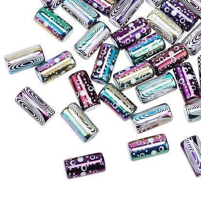 Electroplate Glass Beads, Column with Circle Pattern