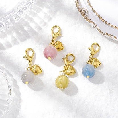 Круглые подвески из искусственной смолы с имитацией кошачьего глаза, застежки-шармы в виде сердца и клешни омара из сплава