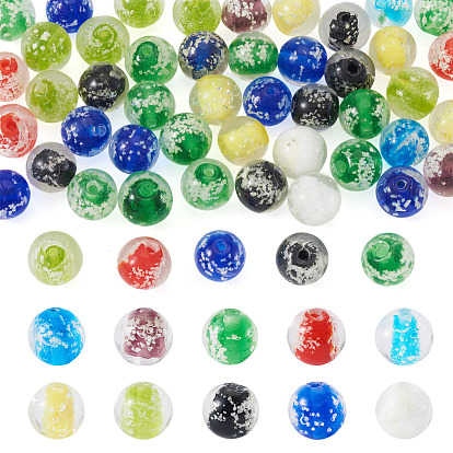 50 шт. Светящиеся бусины лэмпворк ручной работы., круглые, светится в темноте