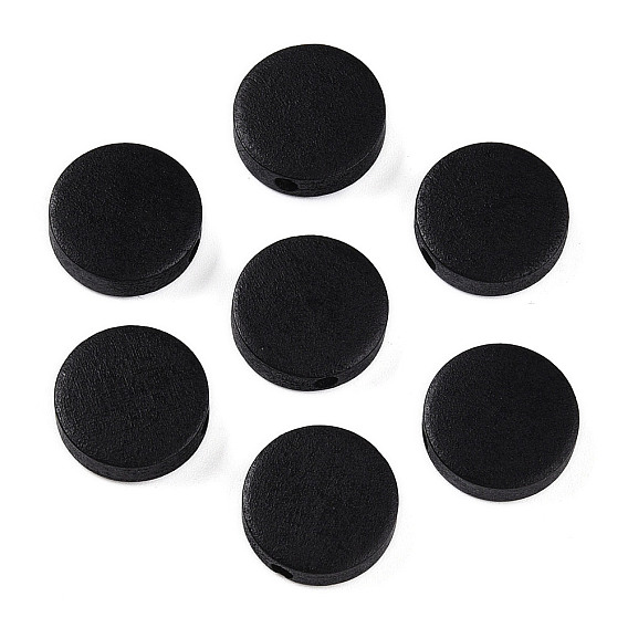Bemalte Naturholzperlen, Flachrund