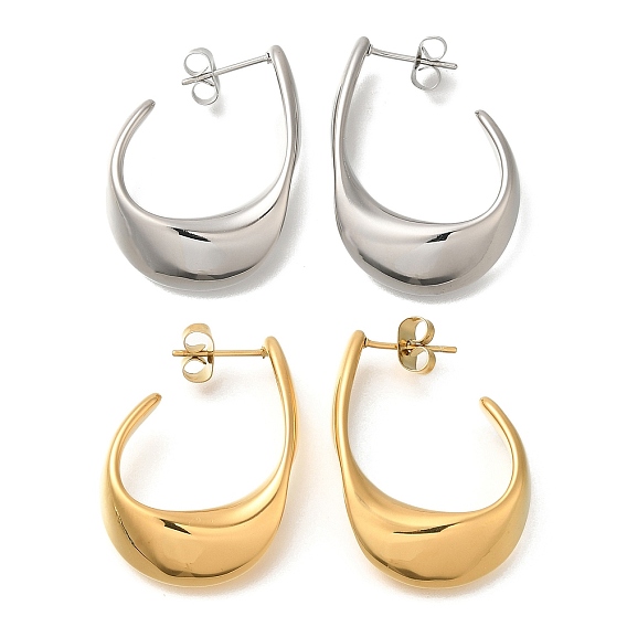 304 овальные серьги-гвоздики из нержавеющей стали для женщин