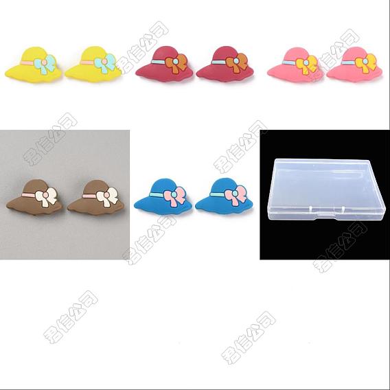 10 Stück 5 Farben Silikonperlen, Hut mit Bowknot