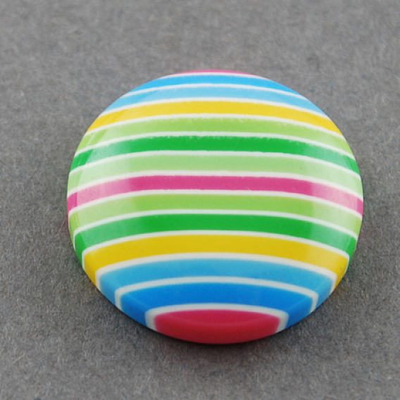 Striped Resin Cabochons, Half Round