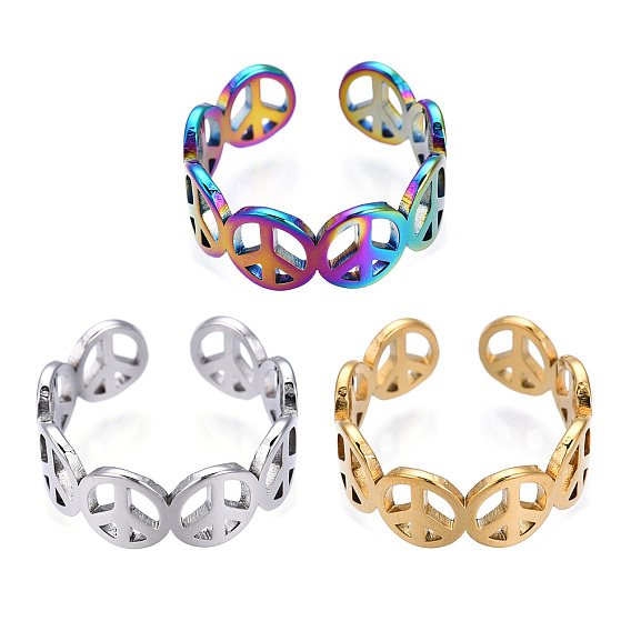 304 открытая манжета с символом мира из нержавеющей стали для женщин