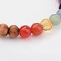 Wood Beaded Kids Stretch Bracelets, with Natural Gemstone Beads