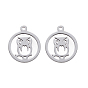 201 Stainless Steel Pendants, Laser Cut, Ring with Owl