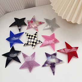 Spice girl hair clip super flash irregular star acetic acid spring clip five-pointed star sweet cool checkerboard word clip