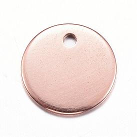 Ion Plating(IP) 304 Stainless Steel Stamping Blank Tag Charms, Flat Round