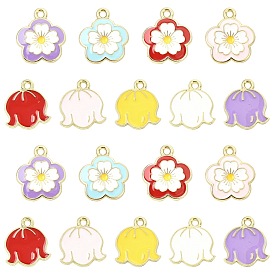 45шт. 9 цвета сплав эмалированные цветочные подвески, золотой свет