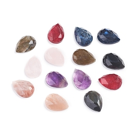 Natural Gemstone Cabochons, Teardrop, Faceted