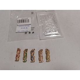 5piezas 5 colgantes de columna de piedra luminosa sintética de colores, brillan en la oscuridad, Dijes envueltos en gragón de aleación chapada en oro.