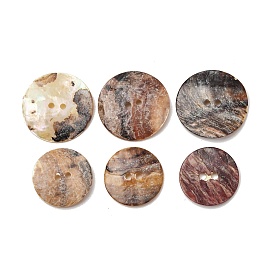 2-Hole Natural Akoya Shell Buttons, Flat Round