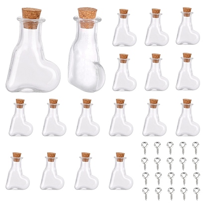 40Stück 2Stil Glasflaschen, mit Korken, Ich wünsche eine Flasche, Herz, mit Eisenschraube Augenstift Stiftbügel