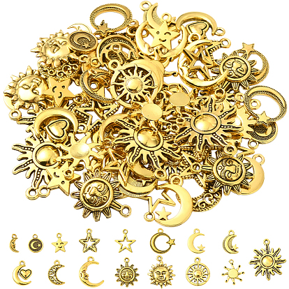 64 шт 16 стили подвески из цинкового сплава в тибетском стиле, античное золото 