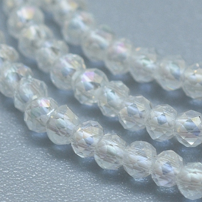 Electroplate Glass Beads Strands, AB Color Plated, Faceted, Abacus