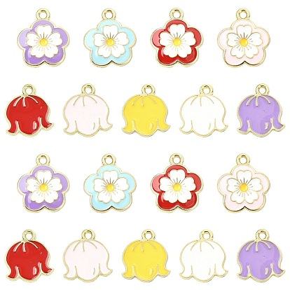 45шт. 9 цвета сплав эмалированные цветочные подвески, золотой свет