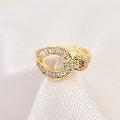 Регулируемые кольца из латуни с микро-паве из прозрачного циркония для женщин, долговечный, без кадмия и без свинца, застежка