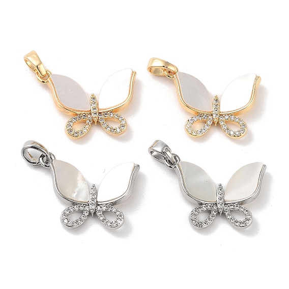 Латунные микропаве прозрачные подвески с фианитом, без кадмия, без никеля и без свинца, с оболочкой, двойная бабочка