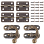 2Pcs Iron Wooden Box Lock Catch Clasps, with 4Pcs Iron Hinge & 24Pcs Screws