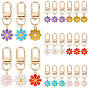 Alloy Enamel Keychain, with Zinc Alloy Swivel Clasps and 304 Stainless Steel Jump Rings, Daisy
